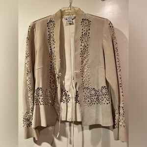 CAbi Leather laser cut shirt needs dry cleaning and minor repair